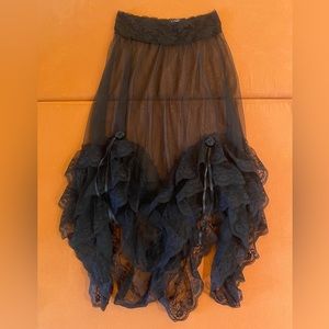 Widow Sheer Layered Lace Black Skirt